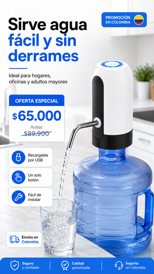 Dispensador de Agua Eléctrico Recargable para Botellón