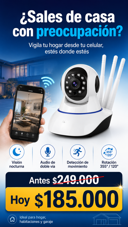 Cámara de Seguridad WiFi 3 Antenas 1080P con Visión Nocturna